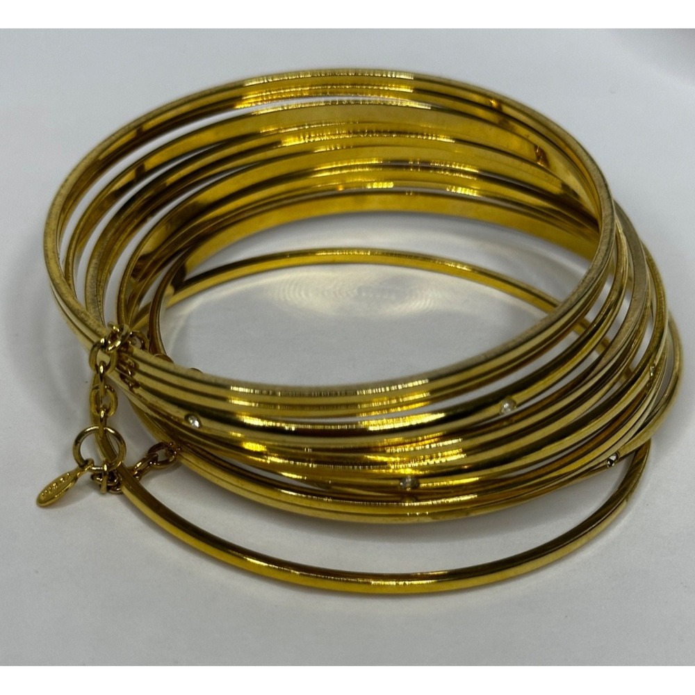 Yochi Bangle Bracelet Set Gold Tone Stackable Signed Designer